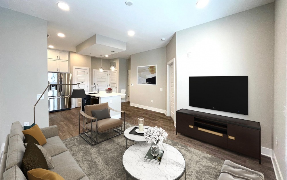 Living area at 500 West Trade Apartments