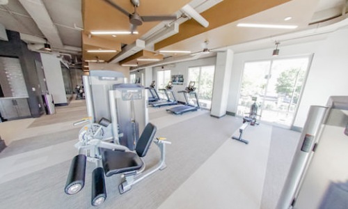 Fitness center at 500 West Trade Apartments in Uptown Charlotte, NC