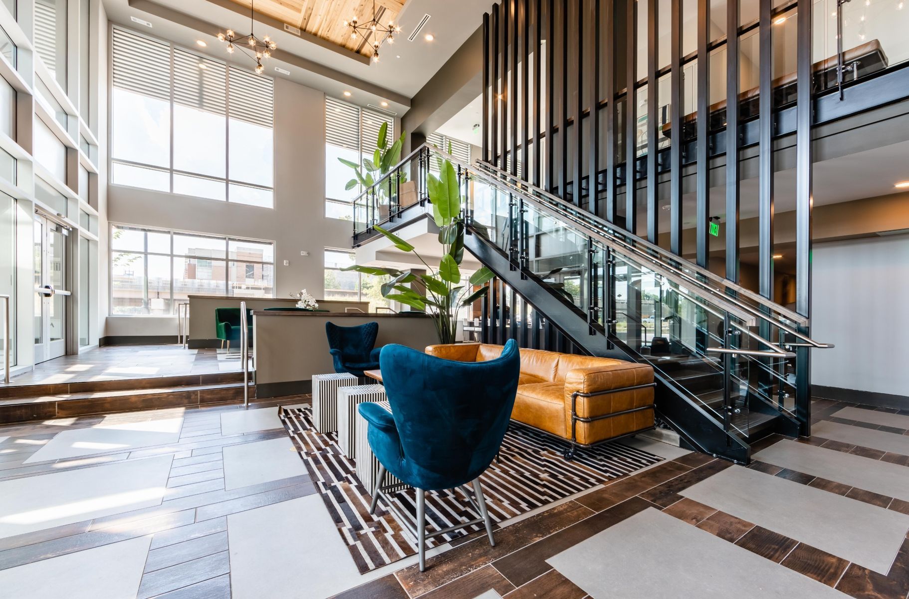 500 West Trade luxury apartments building interior entrance