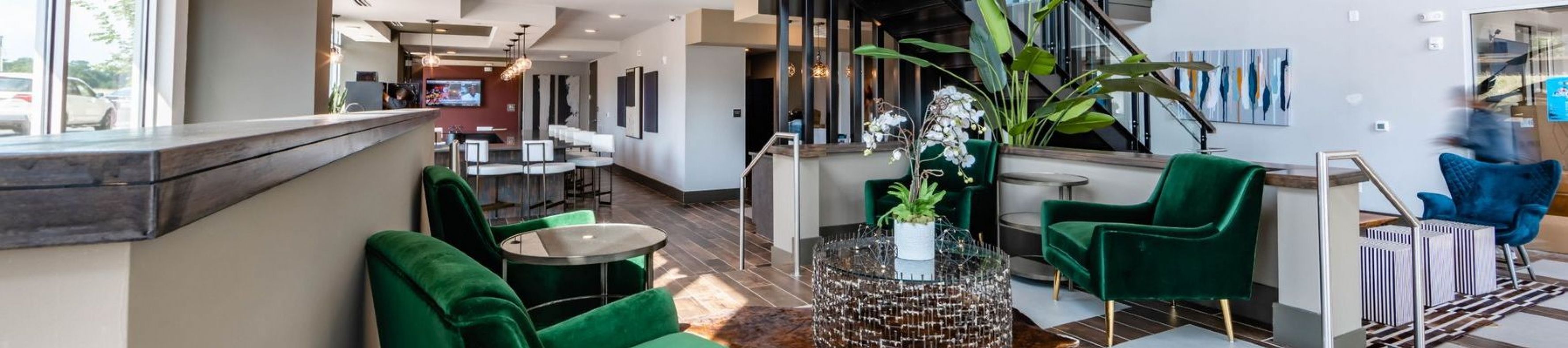 500 West Trade luxury apartments building interior entrance